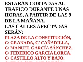 AVISO DE CALLES CORTADAS EL DOMINGO 24 DE NOVIEMBRE
