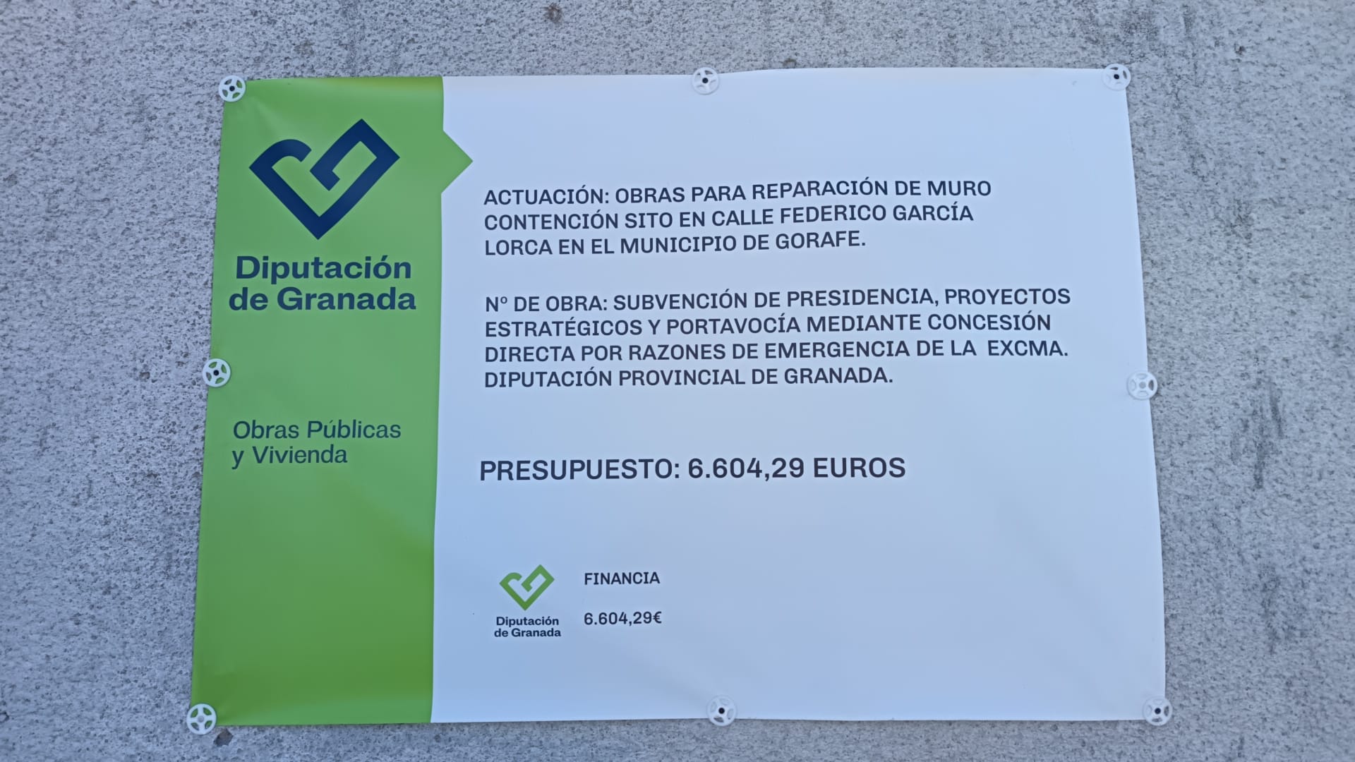 Obras preparación de Muro Contención